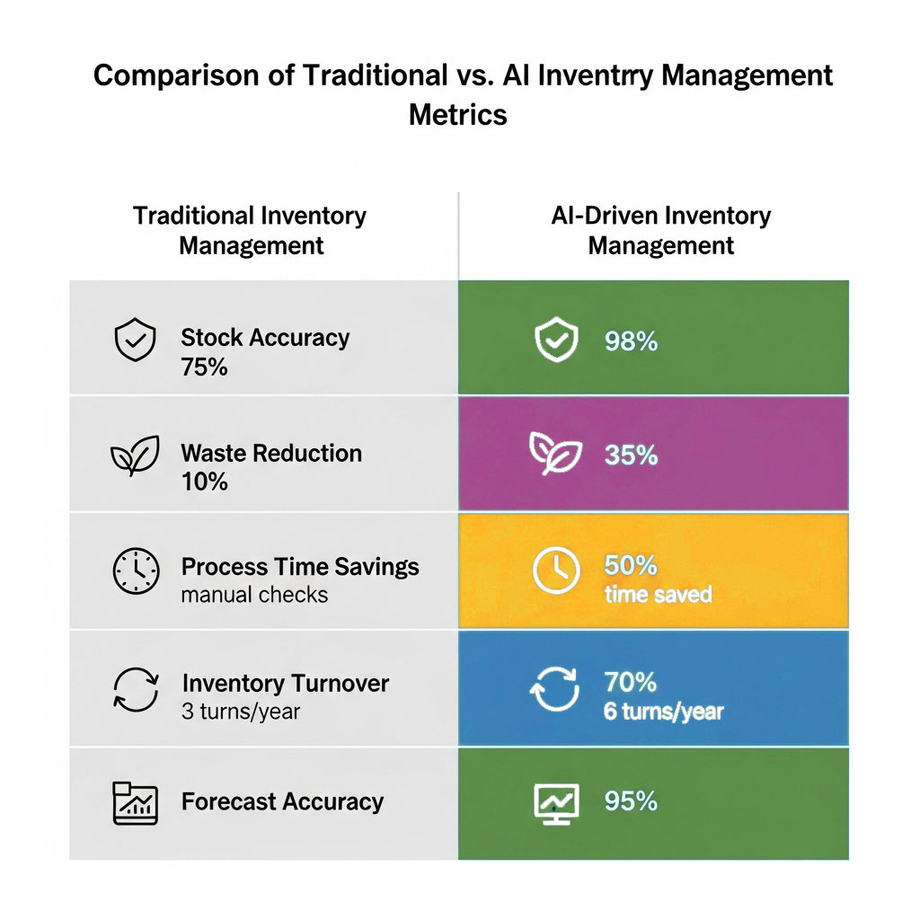 Comparison Chart - Traditional vs. AI Inventory Management